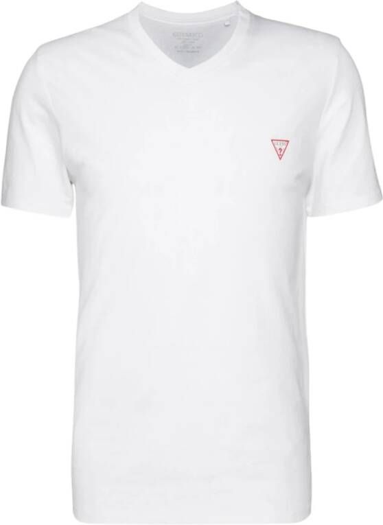 Guess Basis 100% katoenen T-shirt Wit Slim Fit V-hals White Heren