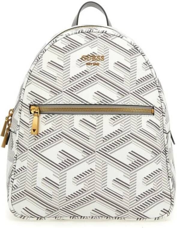 Guess Bedrukte Damesrugzak met Knoopsluiting White Dames