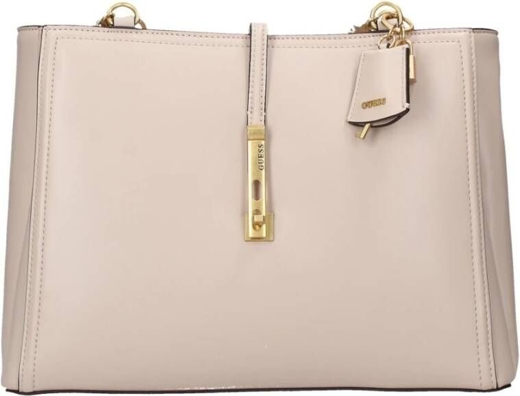 Guess Beige Eco Leren James Hand Schoudertas Beige Dames