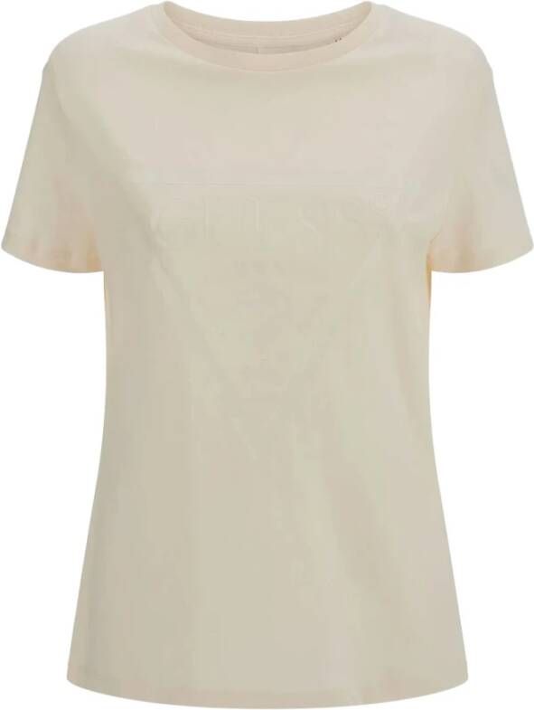 Guess Beige Ronde Hals T-Shirt 100% Katoen Beige Dames