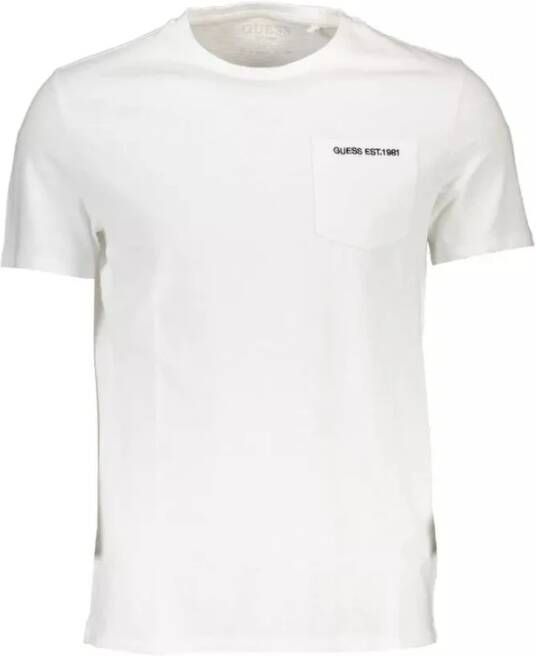 Guess Biologisch Katoenen T-Shirt met Korte Mouwen en Zakje Wit Heren