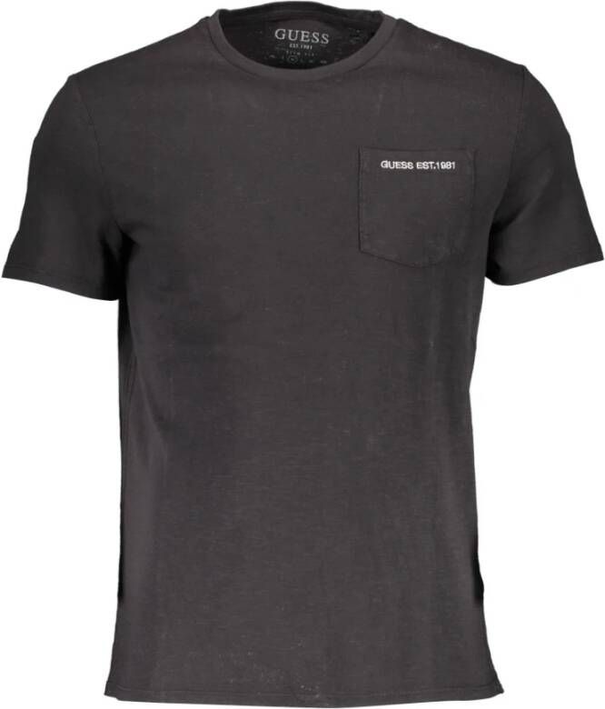 Guess Glad Logo T-Shirt van Biologisch Katoen Black Heren