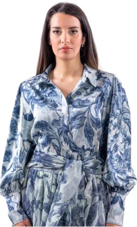 Guess Bloemenprint shirt W3Rh29 Wf1T2 Blauw Dames