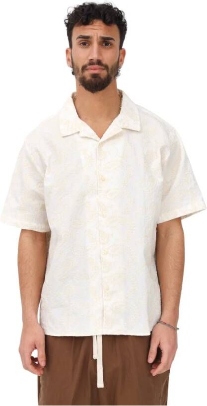 Guess Casual Wit Overhemd met Contrastborduursel Beige Heren