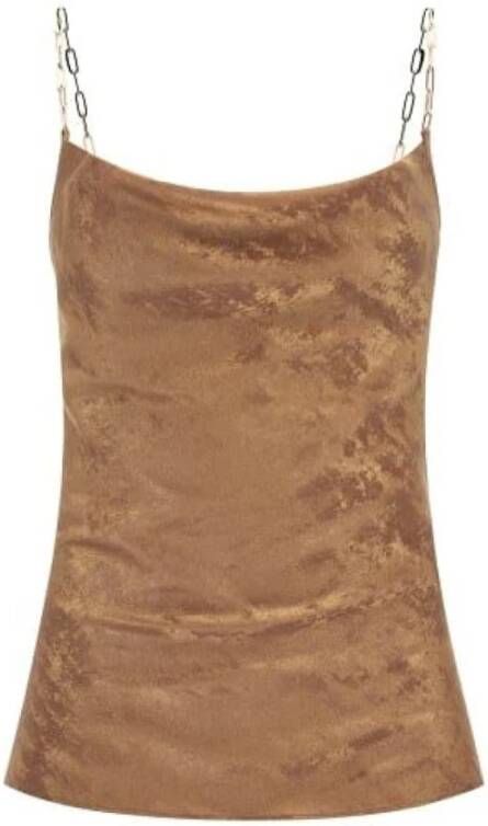 Guess Chainette Spaghettitop Gouden Glans Brown Dames