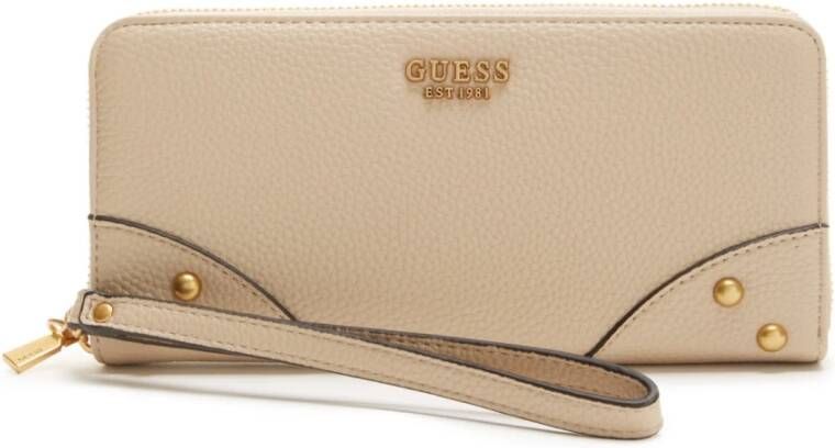 Guess Chique Beige Portemonnee met Rits en Contrasterende Accenten Beige Dames