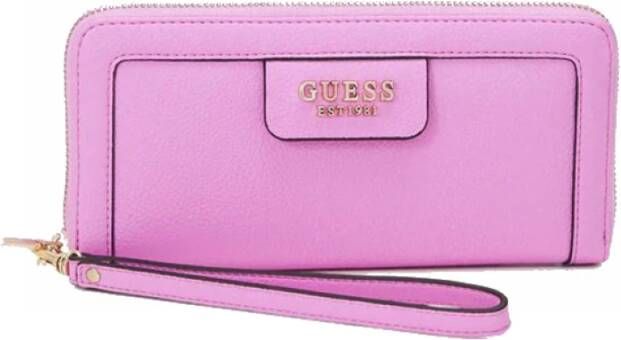 Guess Compacte portemonnee met ritssluiting en kaartsleuven Roze Dames