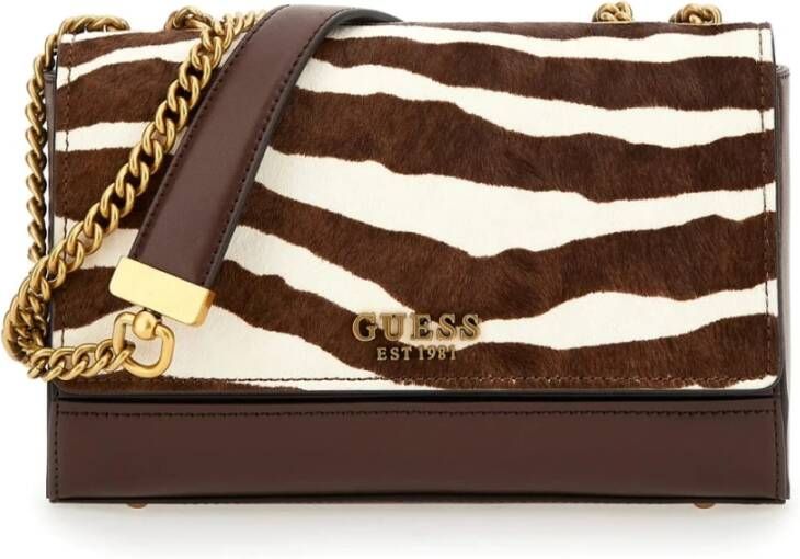 Guess Echt leren schoudertas Brown Dames