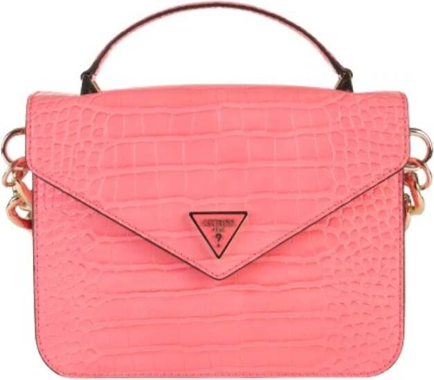 Guess Koraalrode Krokodillenprint Schoudertas Rood Dames
