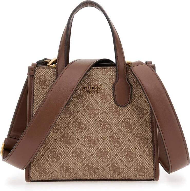 Guess Nell Mini Tote Tas Beige Bruin Beige Dames