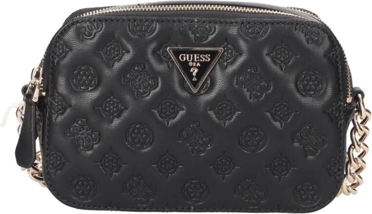 Guess Dames Noelle Zwarte Geëmbosseerde Schoudertas Zwart Dames