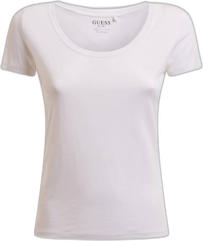 Guess Dames-T-shirt Logo Scoop Wit Dames