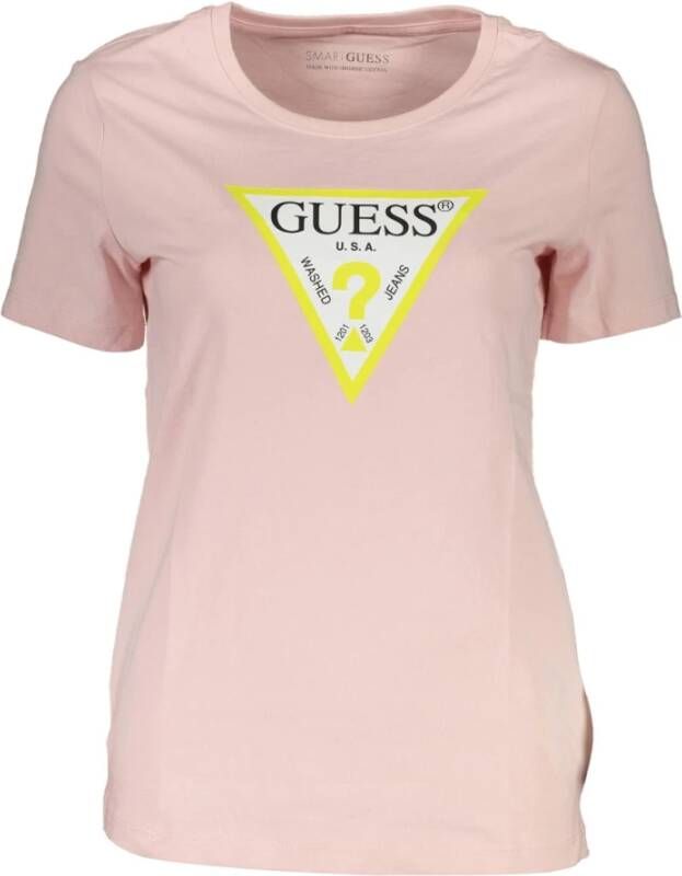Guess Dames T-shirt met Rozenprint Roze Dames