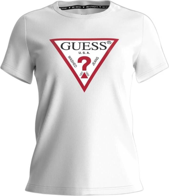 Guess Wit Bedrukt Ronde Hals T-shirt White Dames - Foto 2