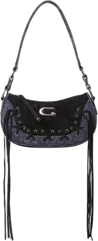 Guess Denim Franje Schoudertas Zwart Dames