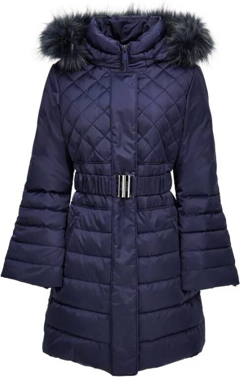 Guess Gewatteerde Jas met Afneembare Capuchon Blue Dames