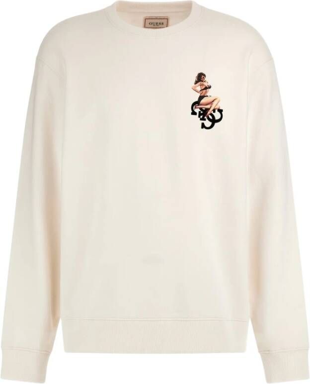 Guess Eco Roy Pinup Sweater Heren Wit White Heren