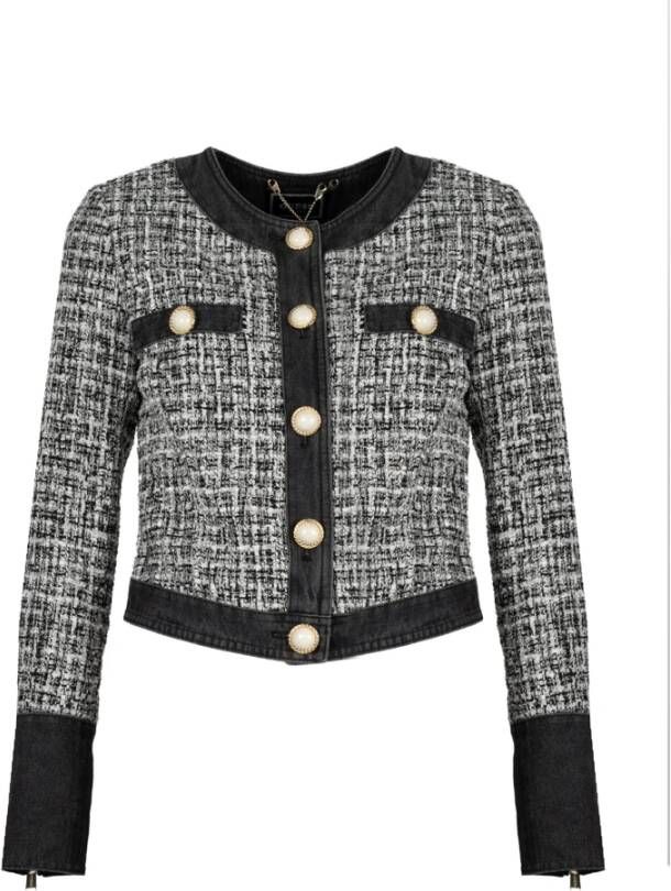 Guess Eenvoudige Stijl Jas met Opvallende Textuur Zwart Dames