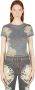 Guess Floral Burn Out T-Shirt Grijs Dames - Thumbnail 1