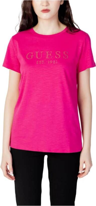 Guess Fuchsia Korte Mouw Dames T-shirt Roze Dames