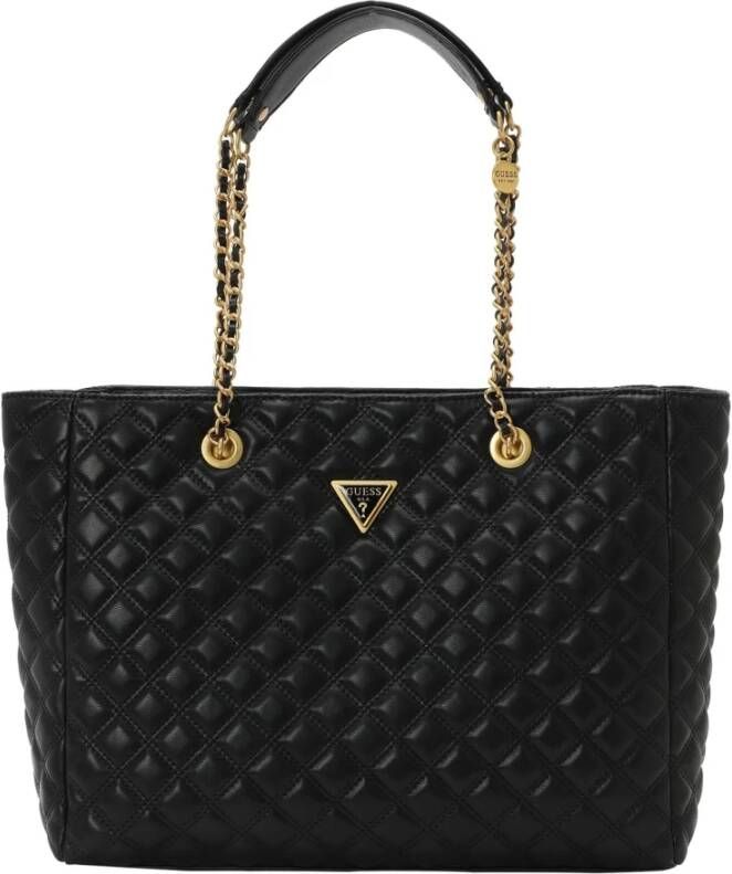 Guess Zwarte PU Leren Tote Tas met Metalen Logo Black Dames