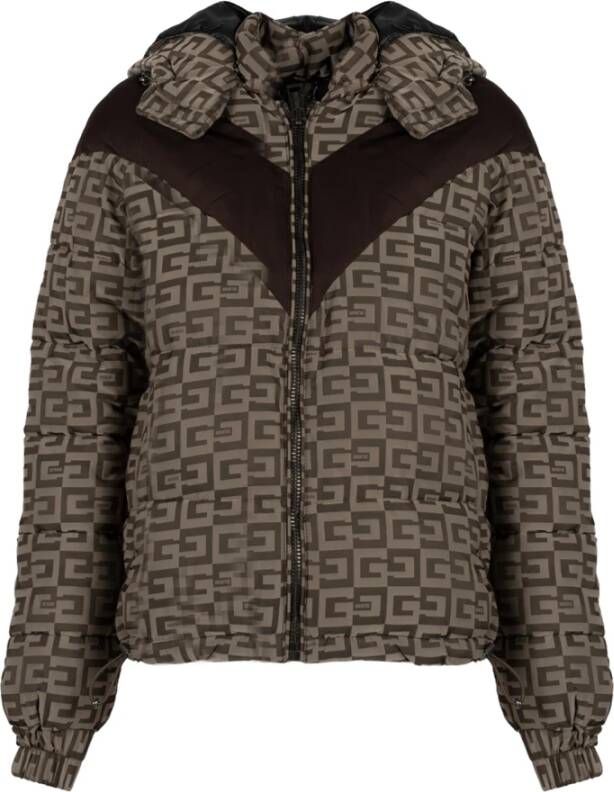 Guess Gewatteerde Denim Donsjas Bruin Dames