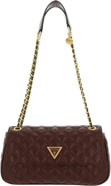 Guess Gewatteerde Schoudertas Rozen Design Bruin Dames
