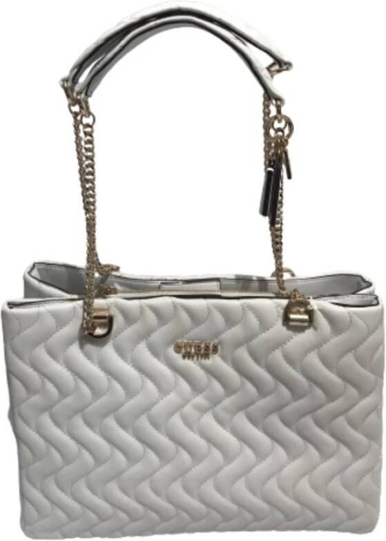 Guess Witte Eco Leren Tas met Klem en Ritssluiting White Dames