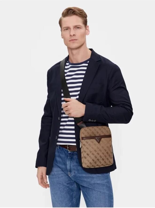 Guess 4G Logo Schoudertas Milano Stijl Brown Heren