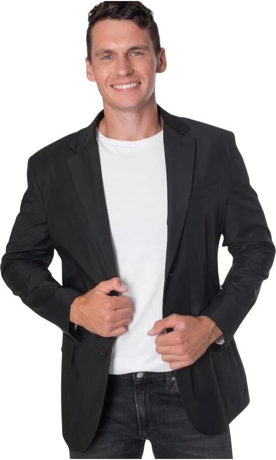 Guess Aansluitende Katoenen Blazer Zwart V-Hals Black Heren - Foto 3