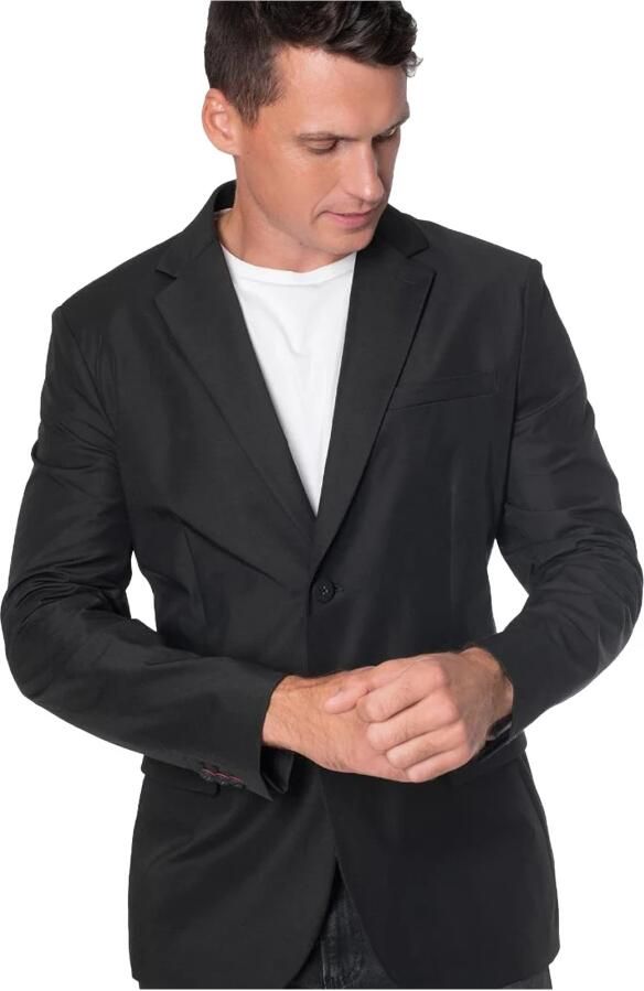 Guess Aansluitende Katoenen Blazer Zwart V-Hals Black Heren - Foto 2