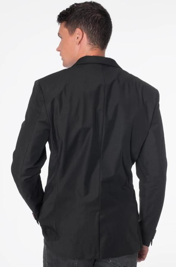 Guess Aansluitende Katoenen Blazer Zwart V-Hals Black Heren