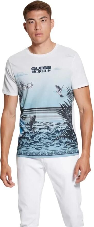 Guess Animal Print T-shirt met Korte Mouwen White Heren - Foto 3