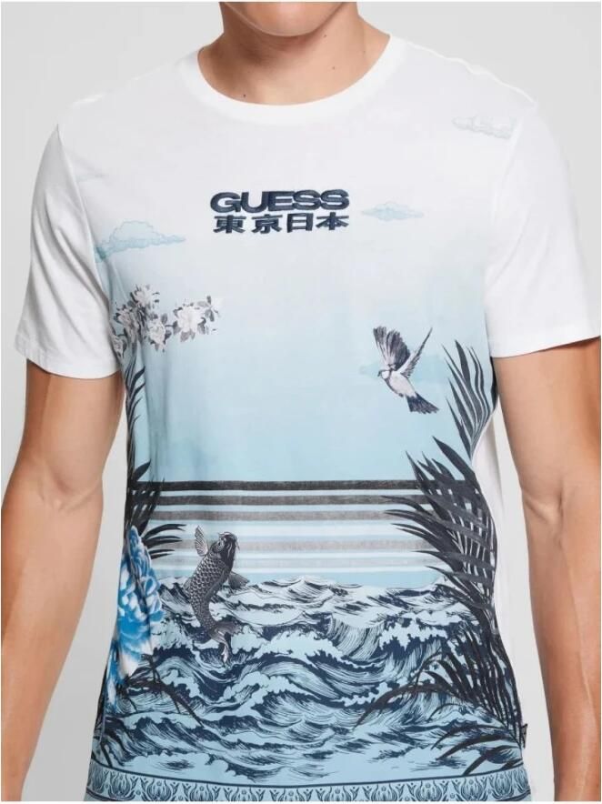 Guess Animal Print T-shirt met Korte Mouwen White Heren