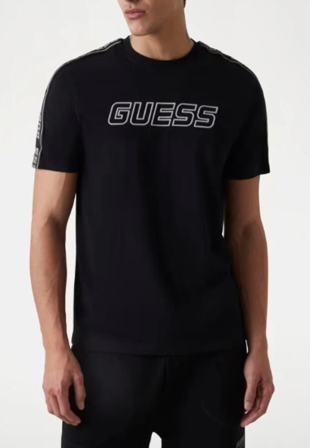 Guess Arlo Katoenen T-shirt Regular Fit Jersey Black Heren