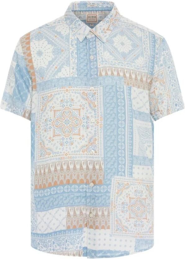 Guess Bandana Print Korte Mouw Overhemd Multicolor Heren