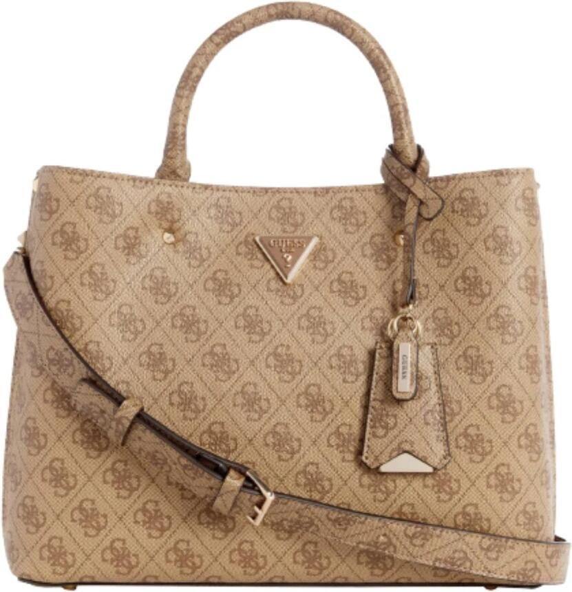 Guess Beige Multilogo Saffiano Print Handtas Schoudertas Beige Dames - Foto 6