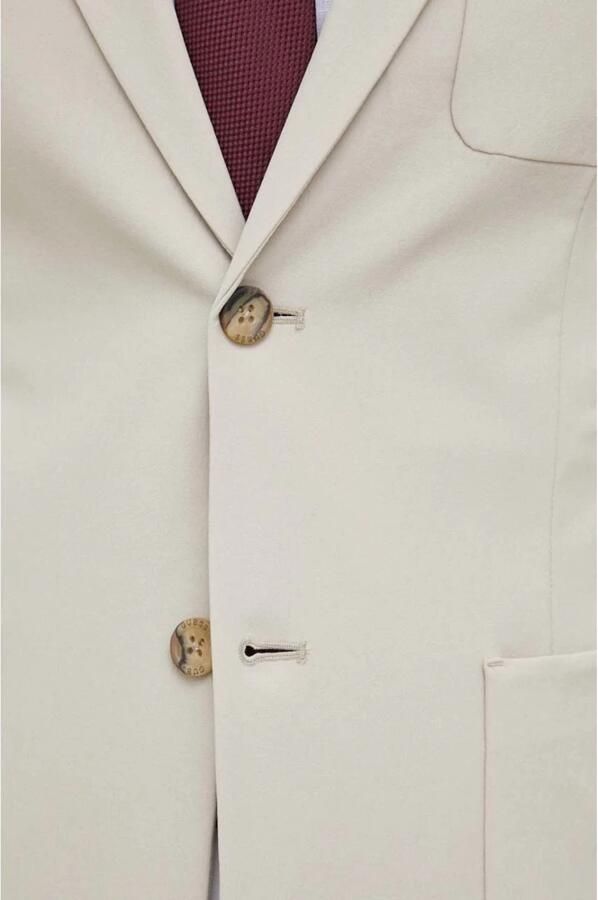 Guess Beige Shawl Neck Button Jas Brown Heren