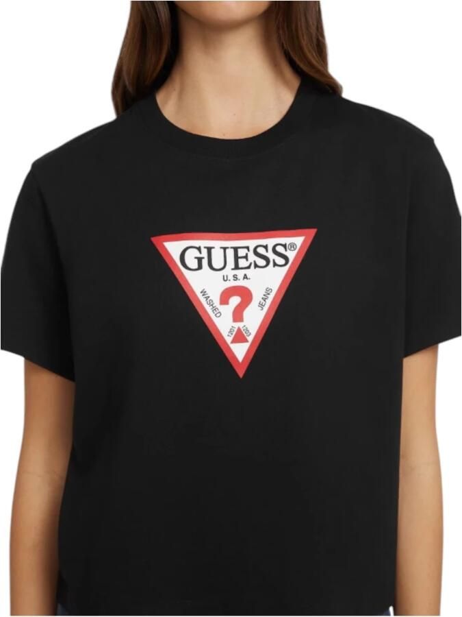 Guess Biologisch Katoenen Boxy T-shirt Black Dames