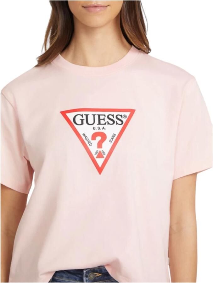 Guess Biologisch Katoenen Boxy Tee Pink Dames