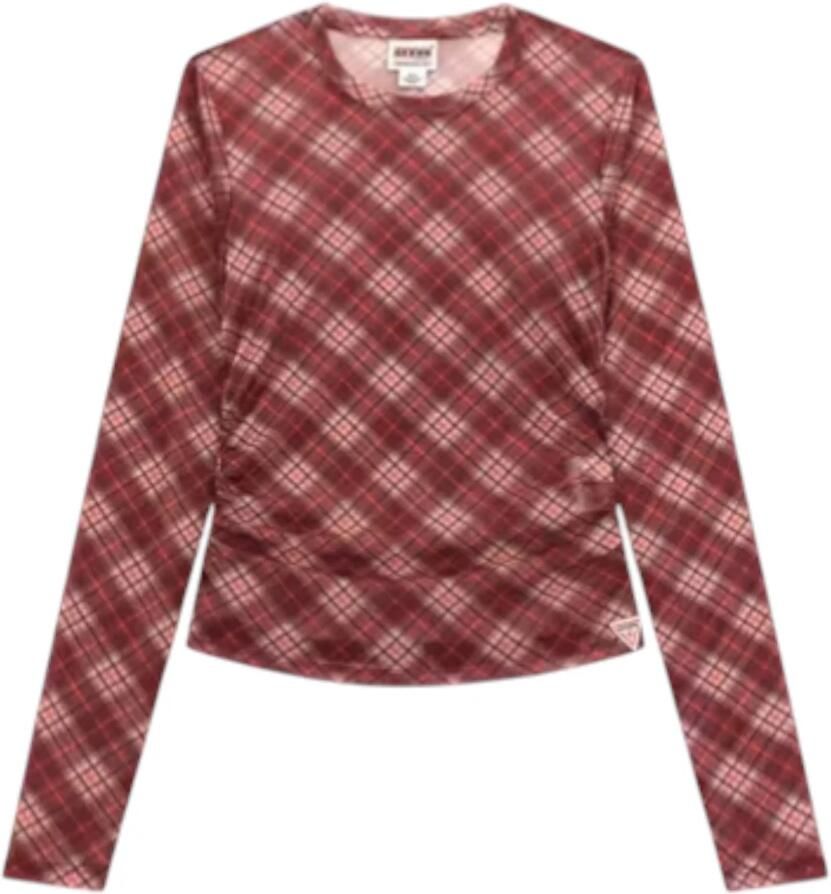Guess Biologisch Katoenen Mesh Top Geruit Patroon Multicolor Dames