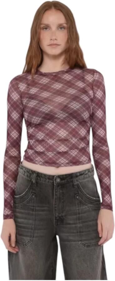 Guess Biologisch Katoenen Mesh Top Geruit Patroon Multicolor Dames - Foto 5