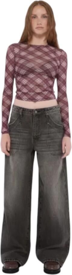 Guess Biologisch Katoenen Mesh Top Geruit Patroon Multicolor Dames - Foto 6