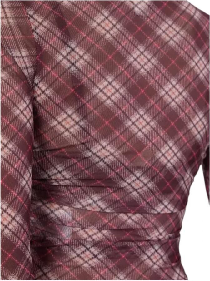 Guess Biologisch Katoenen Mesh Top Geruit Patroon Multicolor Dames - Foto 3