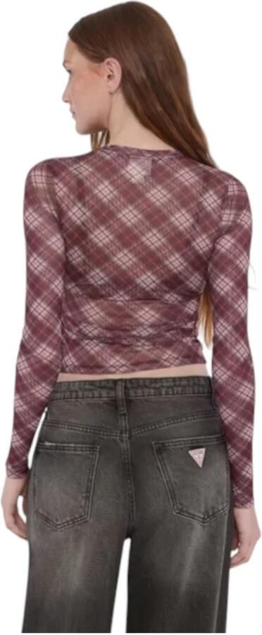 Guess Biologisch Katoenen Mesh Top Geruit Patroon Multicolor Dames - Foto 4
