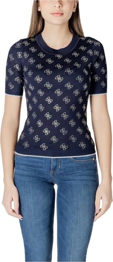 Guess Blauw Bedrukt Ronde Hals T-Shirt Blue Dames - Foto 3