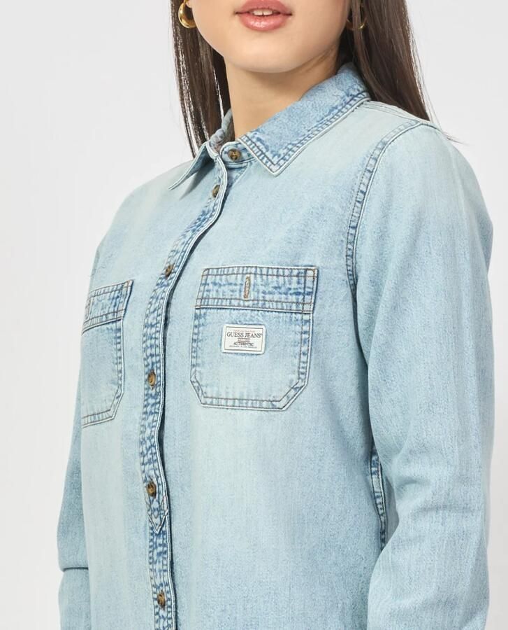 Guess Jeans Regular fit jeansblouse met opgestikte borstzakken - Foto 3