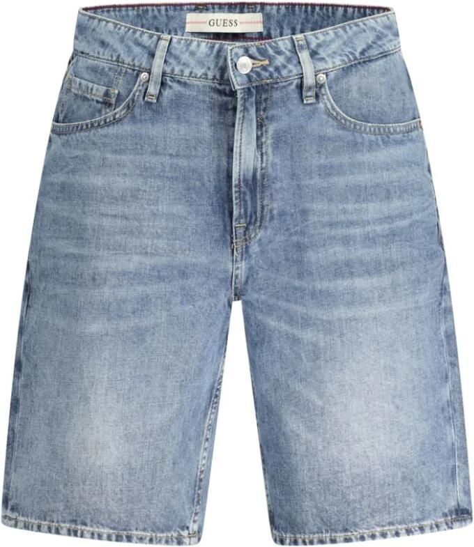 Guess Blauwe Bermuda Shorts voor Heren Gewassen Effect Blue Heren