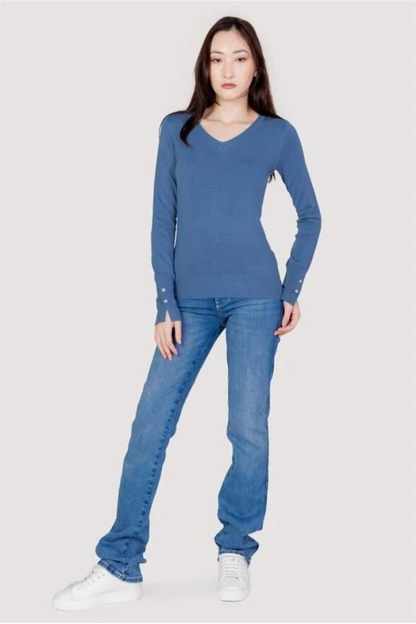 Guess Blauwe V-hals Gebreide Kleding voor Vrouwen Blauw Dames - Foto 2
