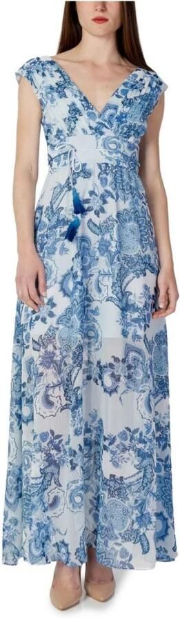 Guess Blauwe Lange Jurk Vrouwen Lente Zomer Collectie Blue Dames - Foto 4